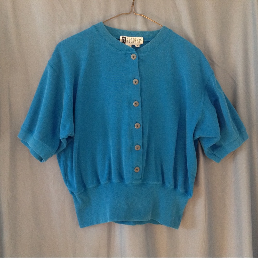 80s teal short sleeve sweatshirt